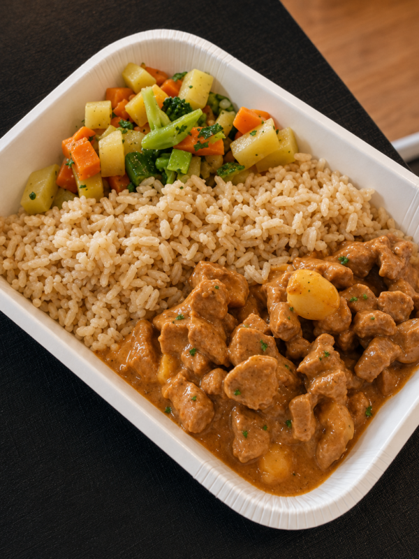 FIT de Strogonoff de Carne, Arroz Sete Grãos e Seleta de Legumes (300g)